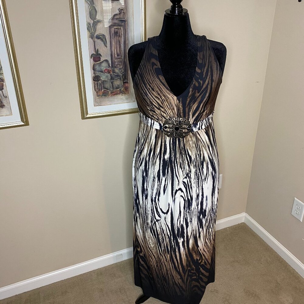 R&M Richards Women's Black Print Sleeveless Maxi Dress